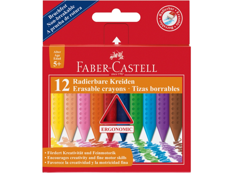 Rasvakriidid Faber-Castell Grip kolmekandilised 12-värvi