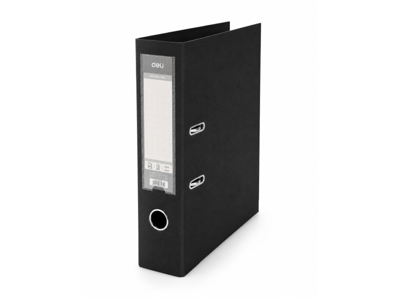Registraator Deli A4 5cm PP/PP metall alaserv, must