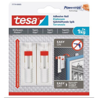 Riputuskonks iseliimuv reguleeritav Tesa Powerstrips valge 2 tk/pk