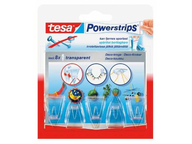 Riputuskonks iseliimuv Tesa Powerstrips läbipaistev 2 tk/pk