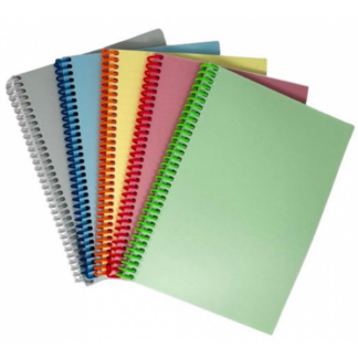Spiraalplokk College A5/80l, 5x5ruut, PP-kaanega, plastspiraal ja perfo pikemal küljel, pastell, ASSORTII