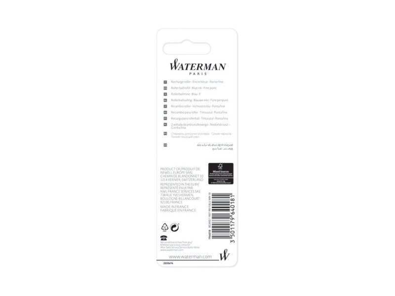 Südamik Waterman tindipliiatsile F, sinine blistris - Pilt 2