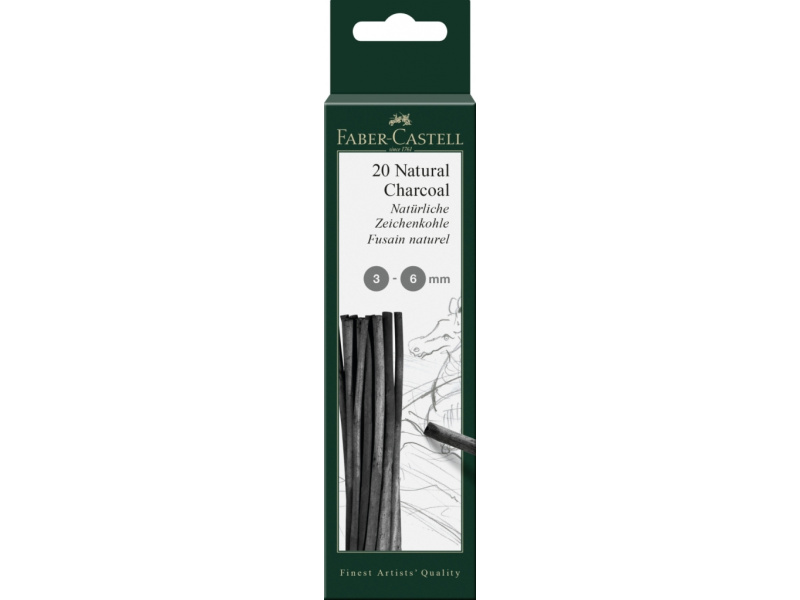 Süsi Faber-Castell naturaalne Ø 3-6mm must 1 karp