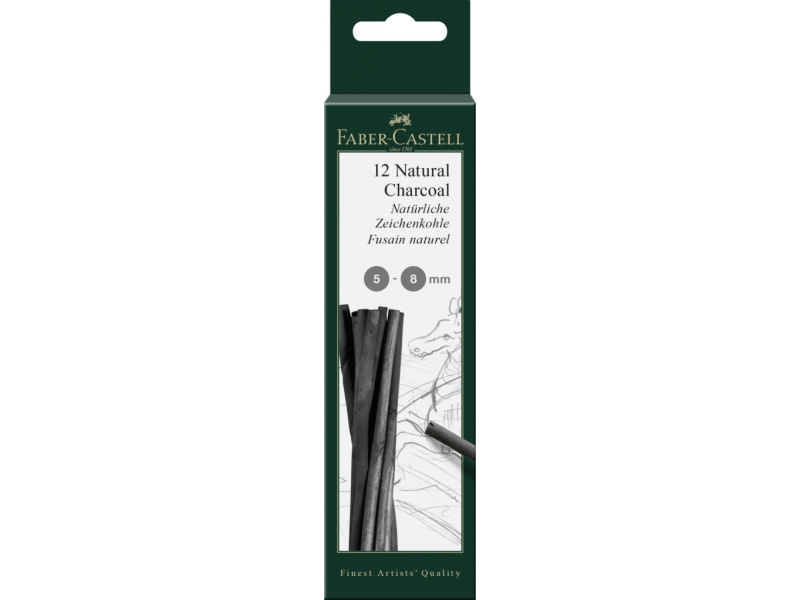 Süsi Faber-Castell naturaalne Ø 5-8mm must 12tk karbis
