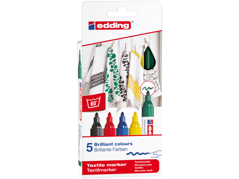 Tekstiilimarker Edding 4500 5- põhivärvi - Image 2