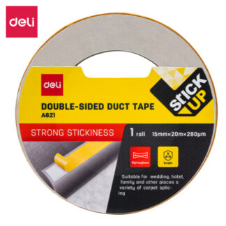 Tekstiilteip DELI 15mm x20m 280mic kahepoolne, pruun