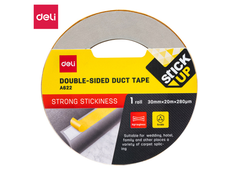 Tekstiilteip DELI 30mm x20m 280mic kahepoolne pruun