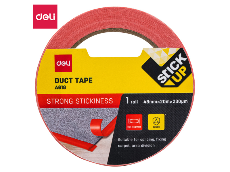 Tekstiilteip DELI 48mm x20m 230mic punane