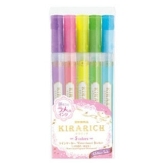 Tekstimarker Zebra Kirarich 5-värvi pastell glitteriga
