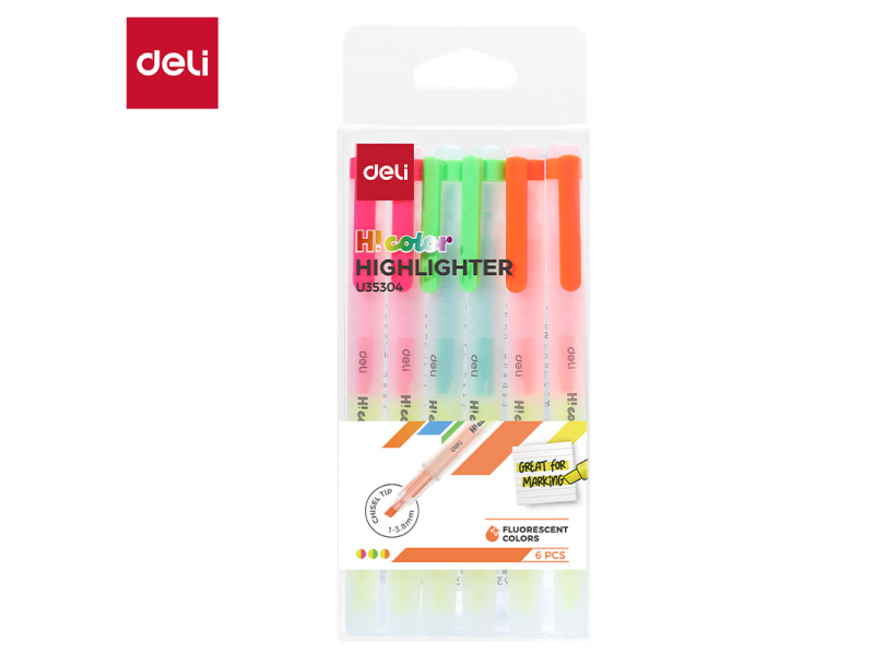 Tekstimarkerite komplekt DELI H!color, 1–3.8 mm, 6 värvi