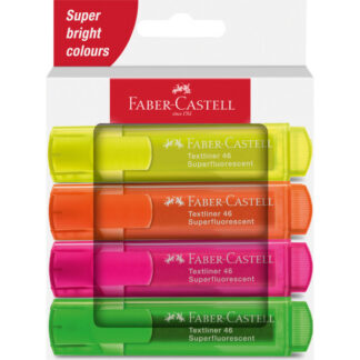 Tekstimarkerite komplekt Faber-Castell 46 superhelendav 4-värvi