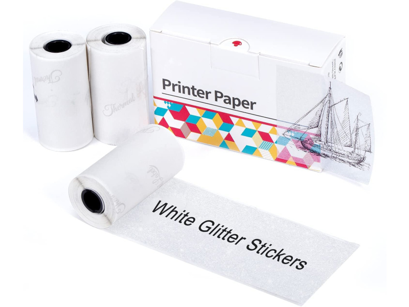 Termoetikett Q22-TTRMS-WH 50mmx3.5m Must valge glitteriga 3tk/pk