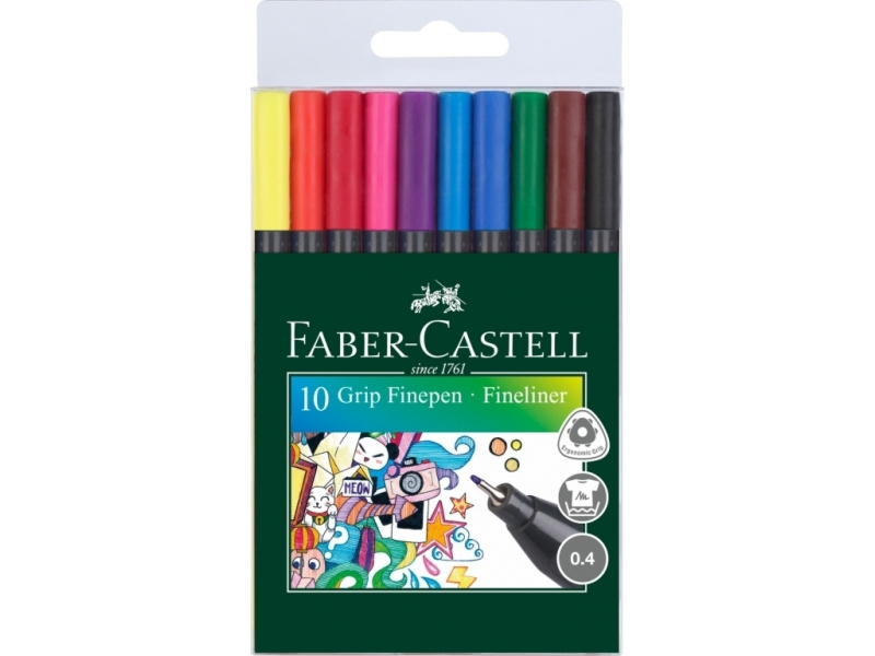 Tindipliiats Faber-Castell FinePen 0.4mm 10-värvi (151610)