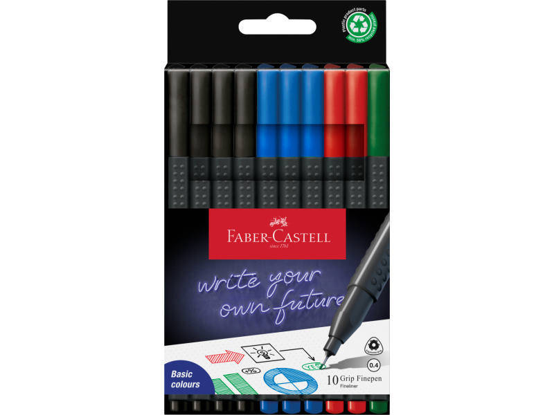 Tindipliiats Faber-Castell FinePen 0.4mm 10-värvi (151691)