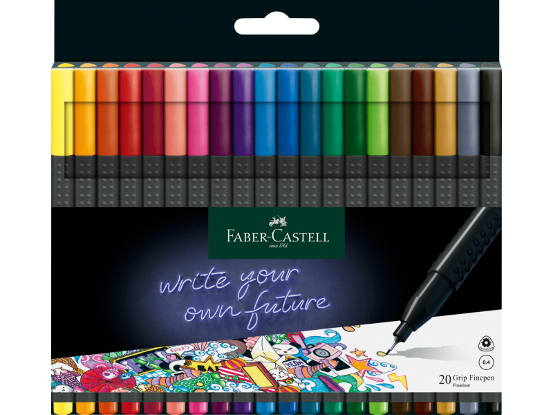 Tindipliiats Faber-Castell FinePen 0.4mm 20-värvi