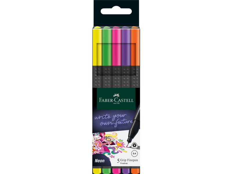Tindipliiats Faber-Castell FinePen 0.4mm 5-värvi neoon