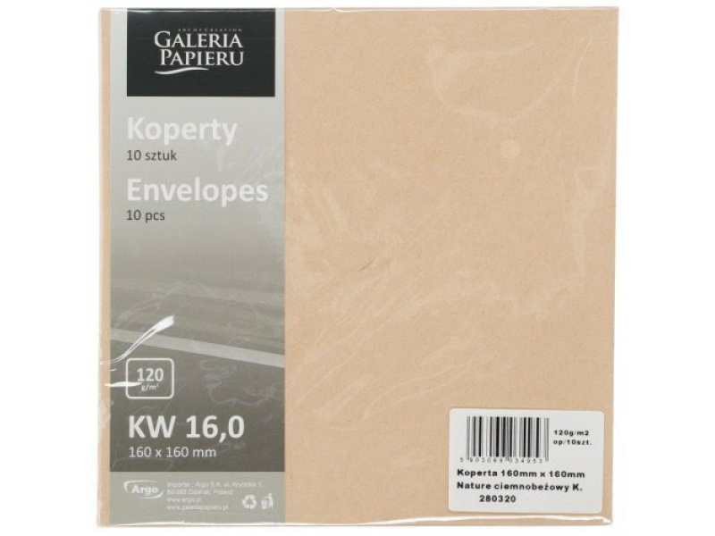 Ümbrik 160x160 mm Nature dark beige 120 g/m2 10 tk/pk D