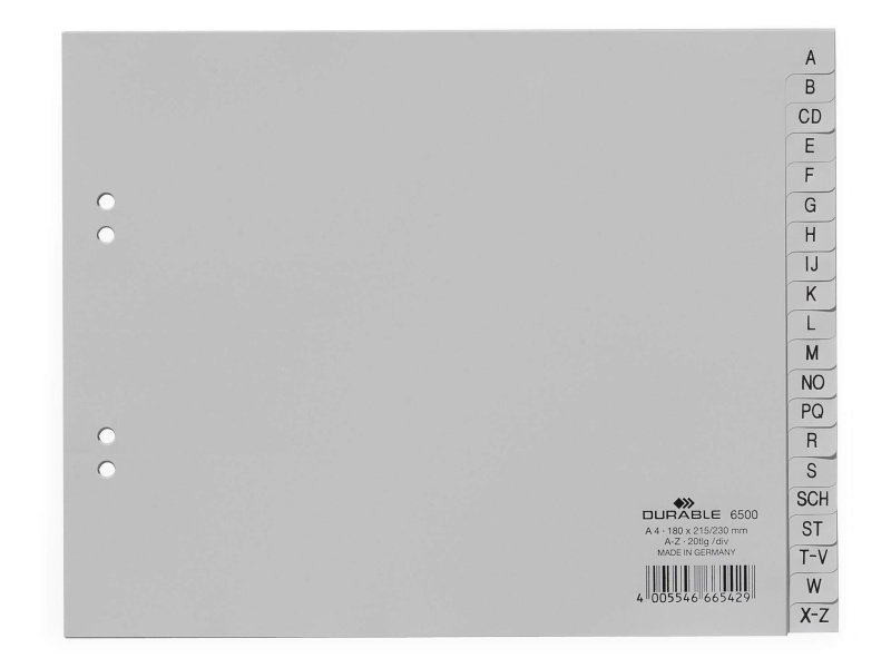 Vahelehed A5 Durable A-Z hall plastik