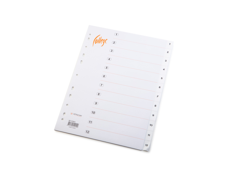 Vahelehed College A4 1-12 plastik valge - Pilt 2