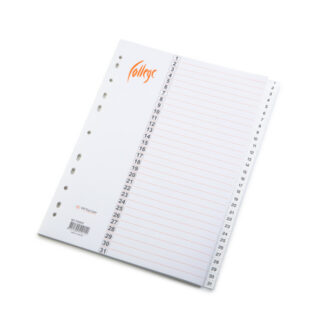 Vahelehed College A4 1-31 plastik valge