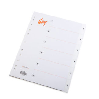 Vahelehed College A4 1-6 plastik valge