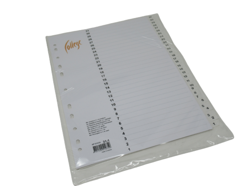 Vahelehed College A4 31-1 plastik valge