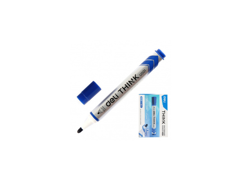 Valgetahvlimarker Deli U00130 sinine, ümar ots 2mm - Pilt 3