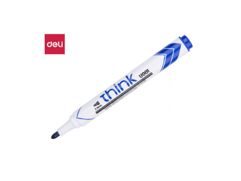 Valgetahvlimarker Deli U00130 sinine, ümar ots 2mm