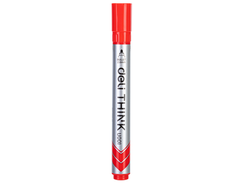 Valgetahvlimarker Deli U00140 punane, ümar ots 2mm - Pilt 2