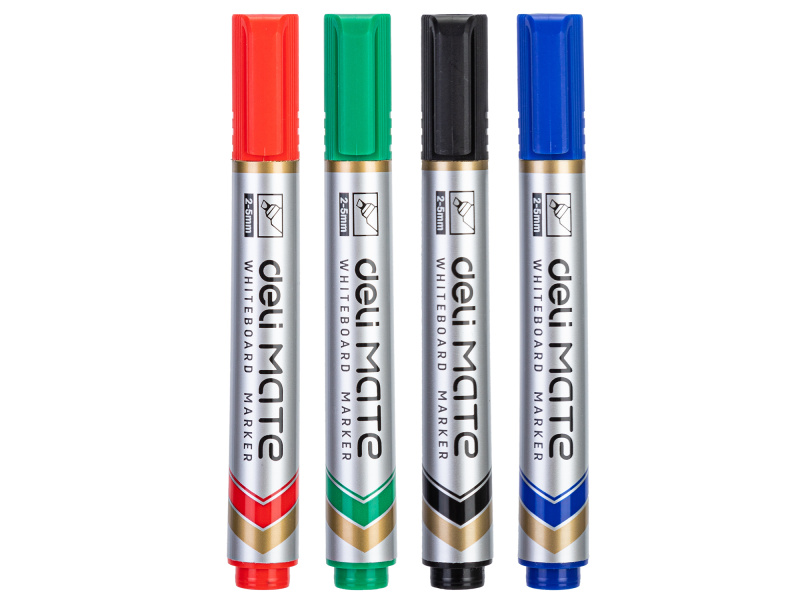 Valgetahvlimarker Deli U00403 komplekt 4 värvi, lõigatud ots 2-5mm - Pilt 3