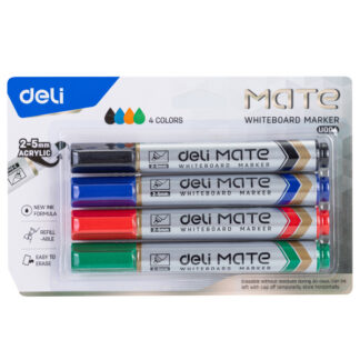 Valgetahvlimarker Deli U00403 komplekt 4 värvi, lõigatud ots 2-5mm