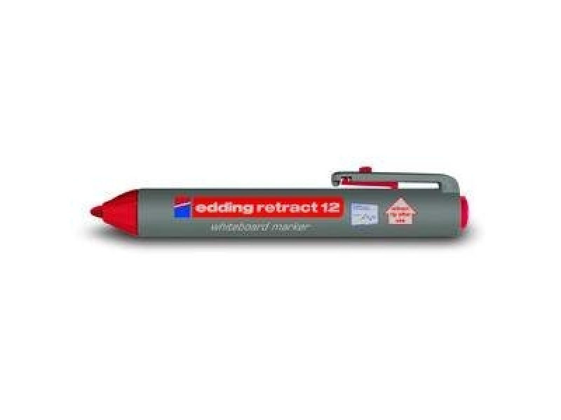 Valgetahvlimarker Edding 12 1,5-3mm, ümar ots, klõpsuga, punane