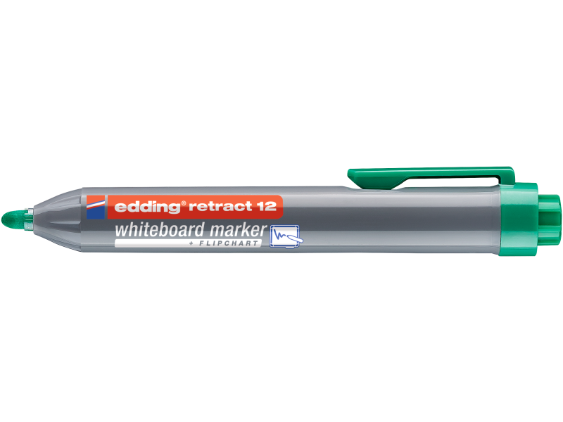 Valgetahvlimarker Edding 12 1,5-3mm, ümar ots, klõpsuga, roheline - Pilt 2