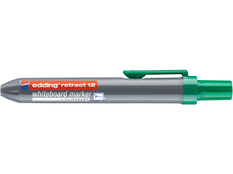 Valgetahvlimarker Edding 12 1,5-3mm, ümar ots, klõpsuga, roheline - Pilt 3