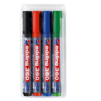 Valgetahvlimarker Edding 360 komplekt 4 värvi, ümar ots 1,5-3mm 4004764022854