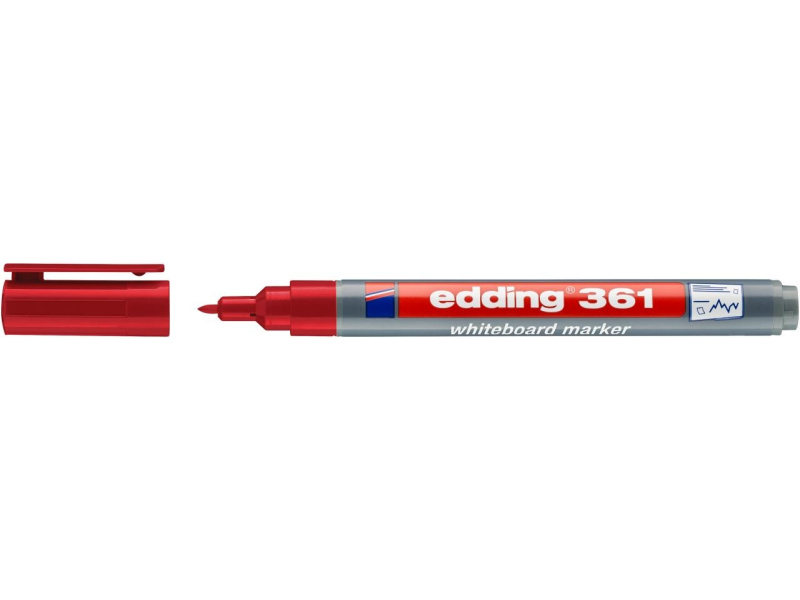 Valgetahvlimarker Edding 361, 1mm punane - Pilt 2