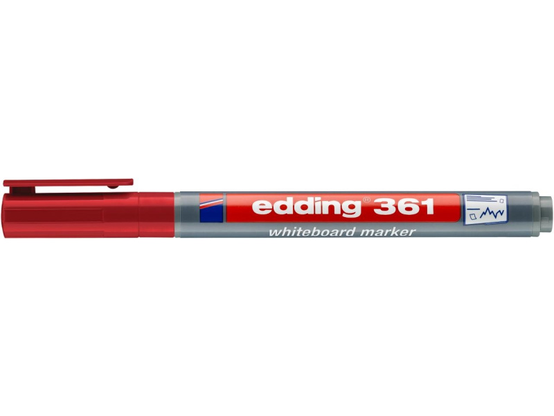 Valgetahvlimarker Edding 361, 1mm punane - Pilt 3