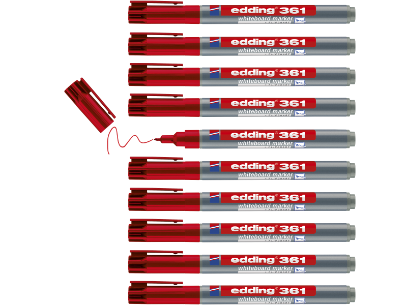 Valgetahvlimarker Edding 361, 1mm punane - Pilt 4