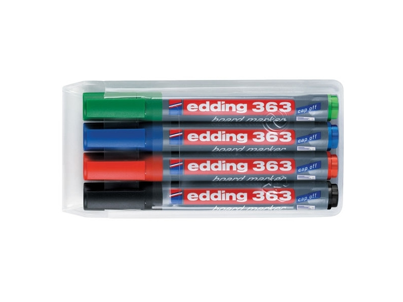 Valgetahvlimarker Edding 363 A8 komplekt 4 värvi, lõigatud ots 1-5mm