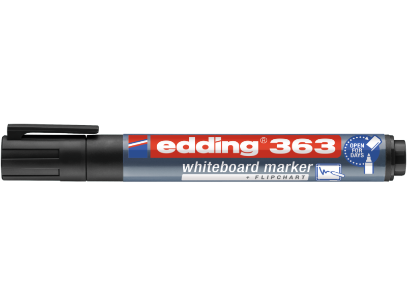 Valgetahvlimarker Edding 363 A8 must, lõigatud ots 1-5mm - Pilt 3
