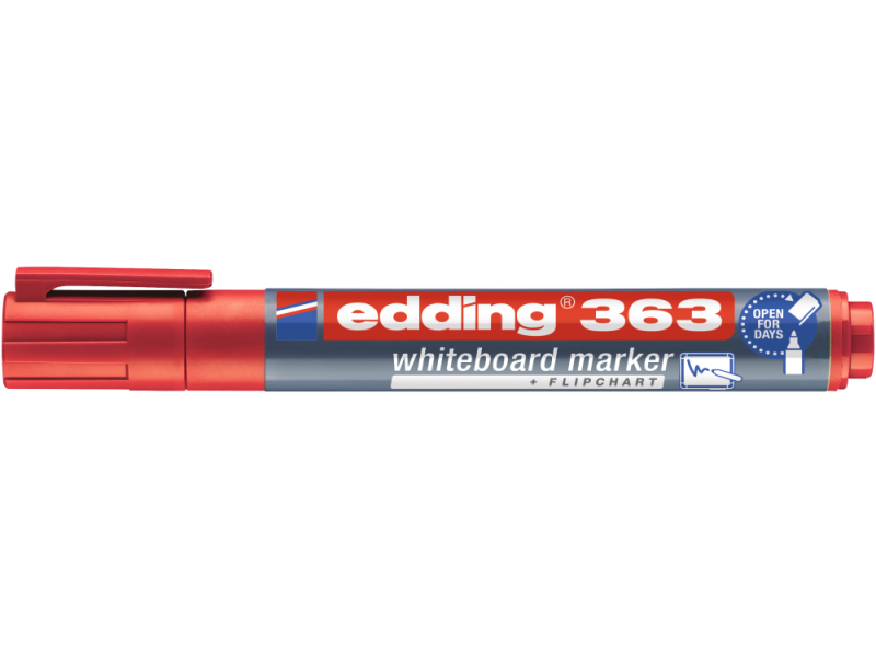 Valgetahvlimarker Edding 363 A8 punane, lõigatud ots 1-5mm - Pilt 2