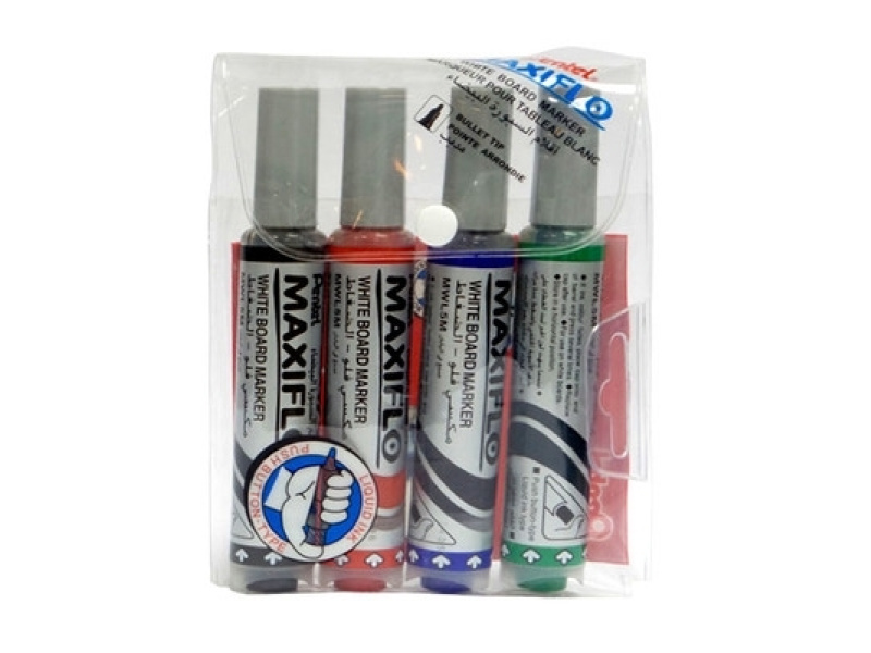 Valgetahvlimarker Pentel Maxiflo 6mm 4-värvi komplekt