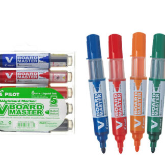Valgetahvlimarker Pilot V Board Master komplekt 5 värvi, ümar ots