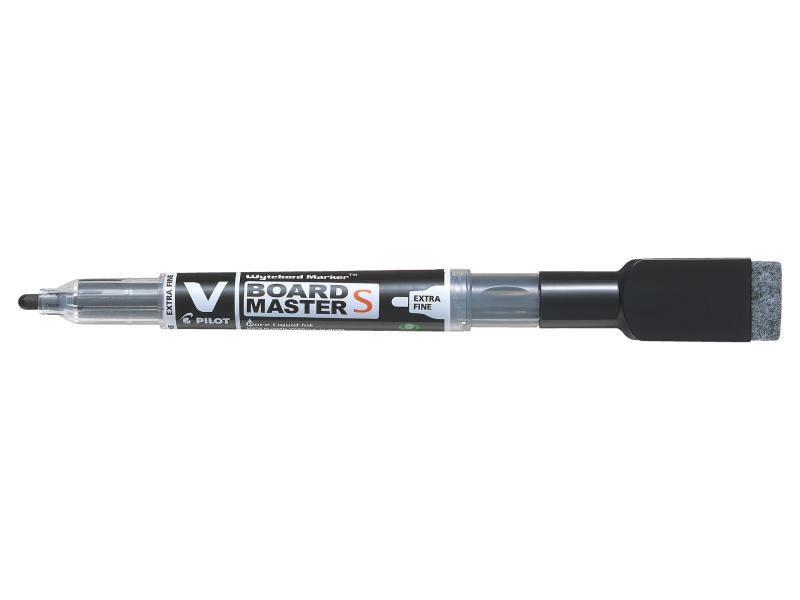 Valgetahvlimarker Pilot V Board Master S EF, vahetatav padrun, kustutaja, must, ümar ots 1,3mm