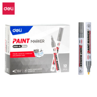 Värvimarker DELI U500 permanentne, 2-4mm valge