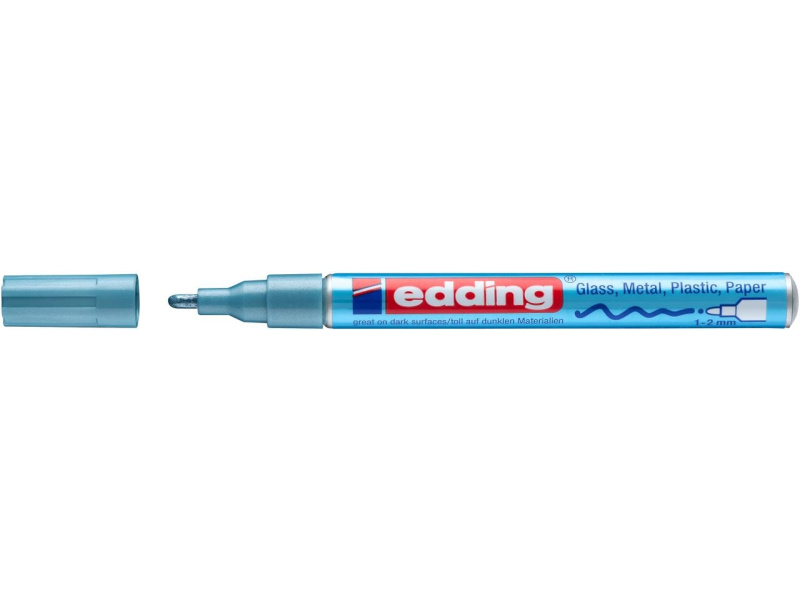 Värvimarker Edding 751 permanente, 2-4 mm metallik helesinine - Pilt 2
