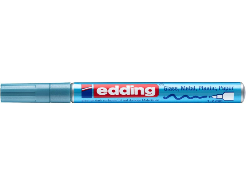 Värvimarker Edding 751 permanente, 2-4 mm metallik helesinine - Pilt 3