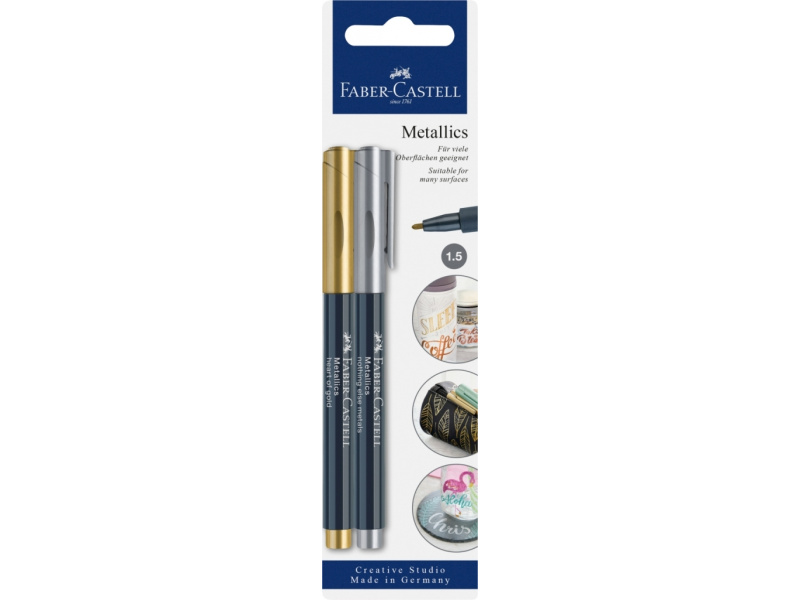 Värvimarker Faber-Castell metallics 250/251 blister 2tk/pk kuld, hõbe