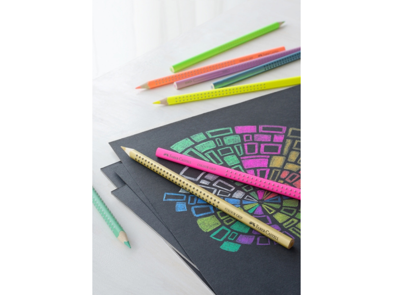 Värvipliiats Faber-Castell Grip 12-värvi neon+metallik+pastelsed värvid - Pilt 2