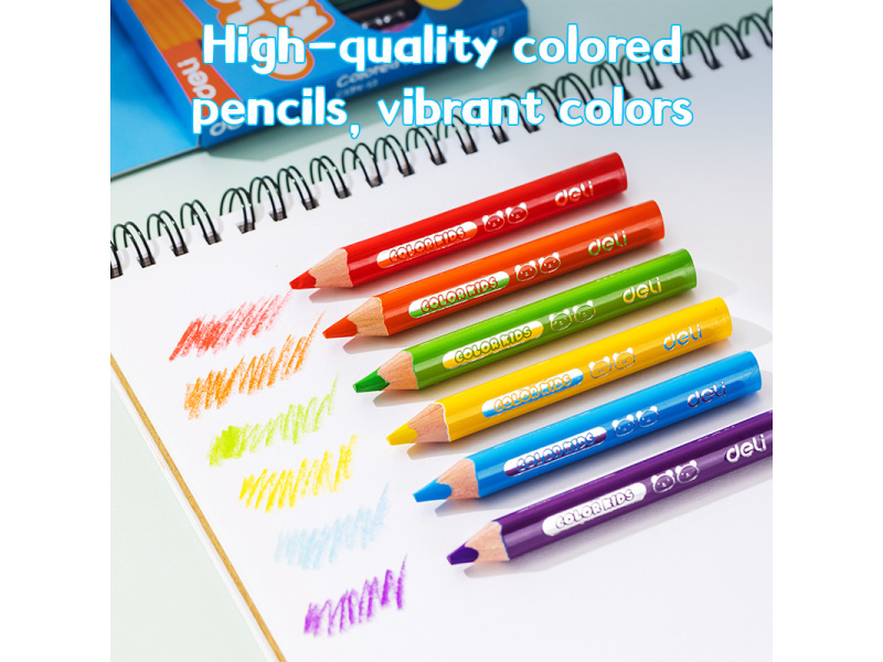 Värvipliiatsid DELI Color Kids 12 värvi kolmetahulised - Pilt 2